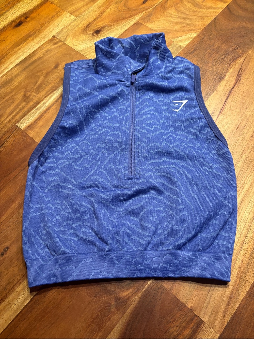 Gymshark Seamless Mock Neck Crop Tank Blue - Size XS